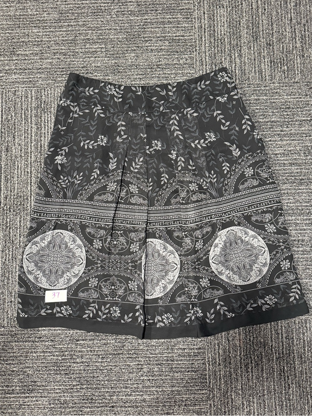 Covington Black Floral-Print Midi Skirt